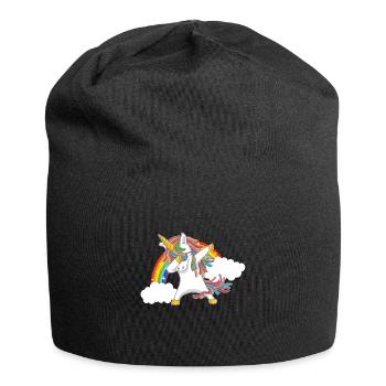 dabbing unicorn einhorn regenbogen - Jersey-Beanie - Schwarz - Vorne