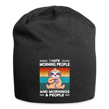 Sloth hate morning people hate morning people - Jersey Beanie - black - Front