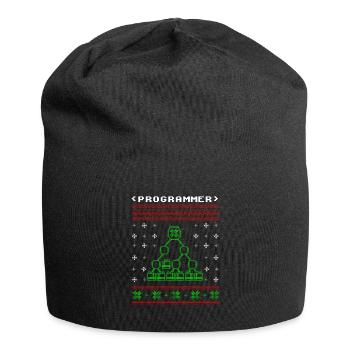 Programmeur ordinateur cadeau de chandail de Noël laid - Bonnet en jersey - noir - Devant