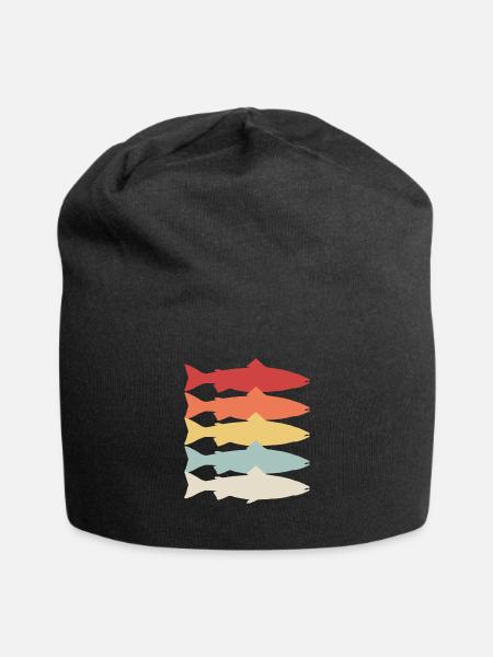 Vintage Fishing Atlantic Salmon Freshwater Fish - Jersey Beanie - black