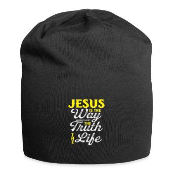 Jesus ist der Weg die Wahrheit das Leben - Jersey-Beanie - Schwarz - Vorne
