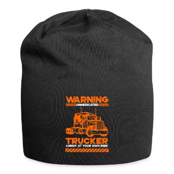 Warning trucker lorry driver lorry driver - Jersey Beanie - black - Front