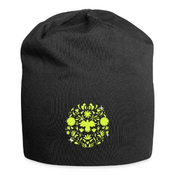 Floral Softball Baseball Pitcher Catcher Geschenk - Jersey-Beanie - Schwarz - Vorne