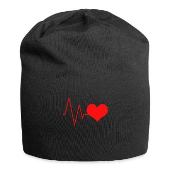 Herz Heartbeat Heart Beat Red Beau cadeau de coeur - Bonnet en jersey - noir - Devant