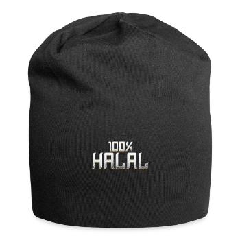 100% Halal Islam Muslim Allah Mosque Hajj Mecca - Jersey Beanie - black - Front