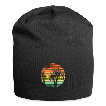 Retro Tropical Paradise Urlaub Geschenk Palme - Jersey-Beanie - Schwarz - Vorne