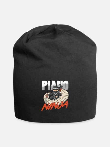 Klavier Ninja Pianist Klavierspieler Musiker Musik - Jersey-Beanie - Schwarz