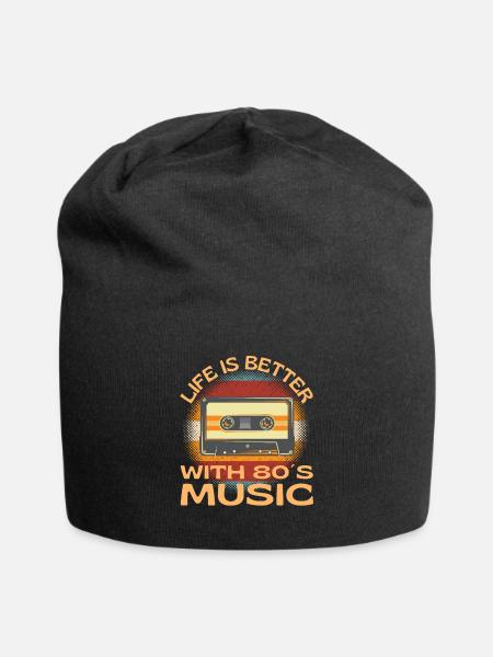 Mit der Musikkassette der 80er Jahre ist das Leben besser - Jersey-Beanie - Schwarz