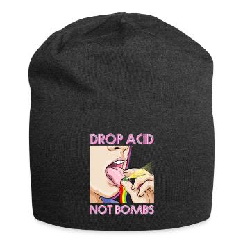 Drop Acid Not Bombs Techno Raver Cybergrind MDMA - Jersey-Beanie - Anthrazit - Vorne