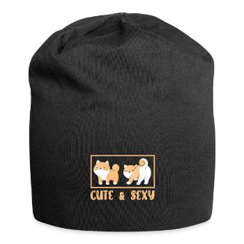 Cadeau mignon d’animal familier de chiot de chien japonais de Shiba Inu - Bonnet en jersey - noir - Devant