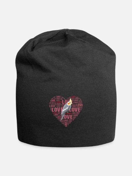 Nymphensittich Liebe Vogel - Jersey-Beanie - Schwarz
