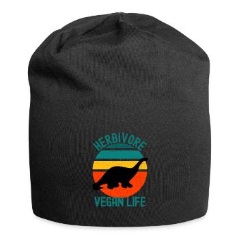 Herbivore Dinosaur Vegan Life Retro - Jersey Beanie - black - Front