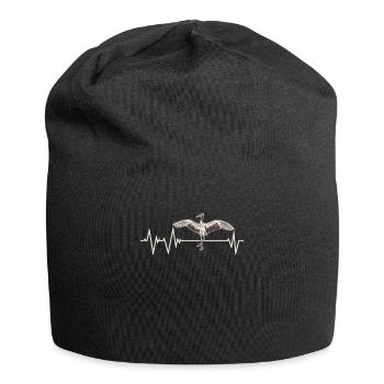 Crane Bird Heartbeat - Jersey Beanie - black - Front