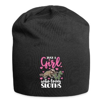 Lazy animal lover gift girl sloth - Jersey Beanie - black - Front