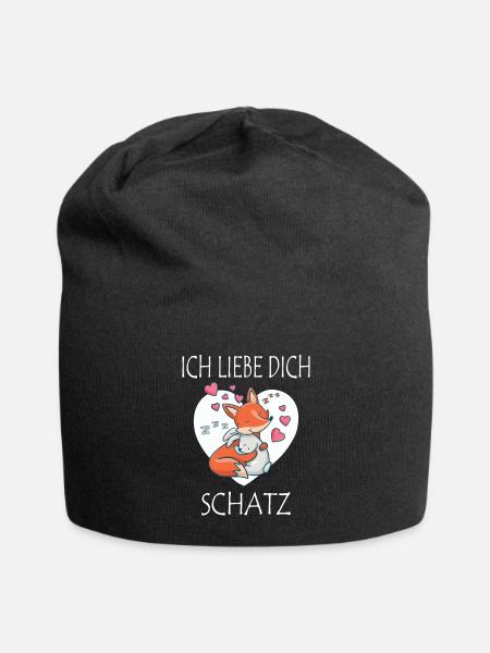 Ich liebe dich Schatz Fuchs und Hase die kuscheln - Jersey-Beanie - Schwarz