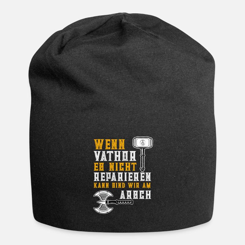 Wikinger Vatertag Vater Vathor Handwerker - Jersey-Beanie - Schwarz
