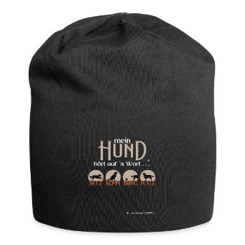 Mein Hund hört auf´s Wort Geschenkidee - Jersey-Beanie - Schwarz - Vorne