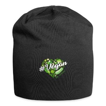 Vegan with Heart Be Green - Jersey Beanie - black - Front