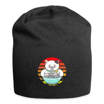 Chinesische Katze Chinesische Nudeln - Jersey-Beanie - Schwarz - Vorne