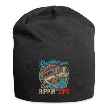 Bass Fisching Rippin Lips Lustige Angler - Jersey-Beanie - Schwarz - Vorne