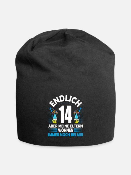 14. Geburtstag Jungen Geschenk lustig Endlich 14 - Jersey-Beanie - Schwarz