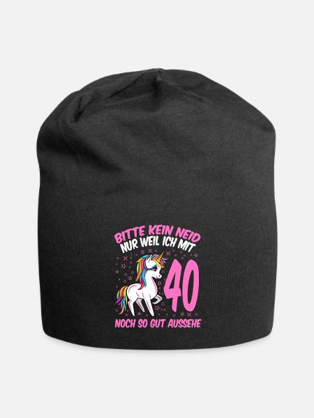 40. Geburtstag Geschenk Einhorn Frauen lustig - Jersey-Beanie - Schwarz