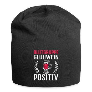Blutgruppe Glühwein Positiv Weihnachtsdesign - Jersey-Beanie - Schwarz - Vorne