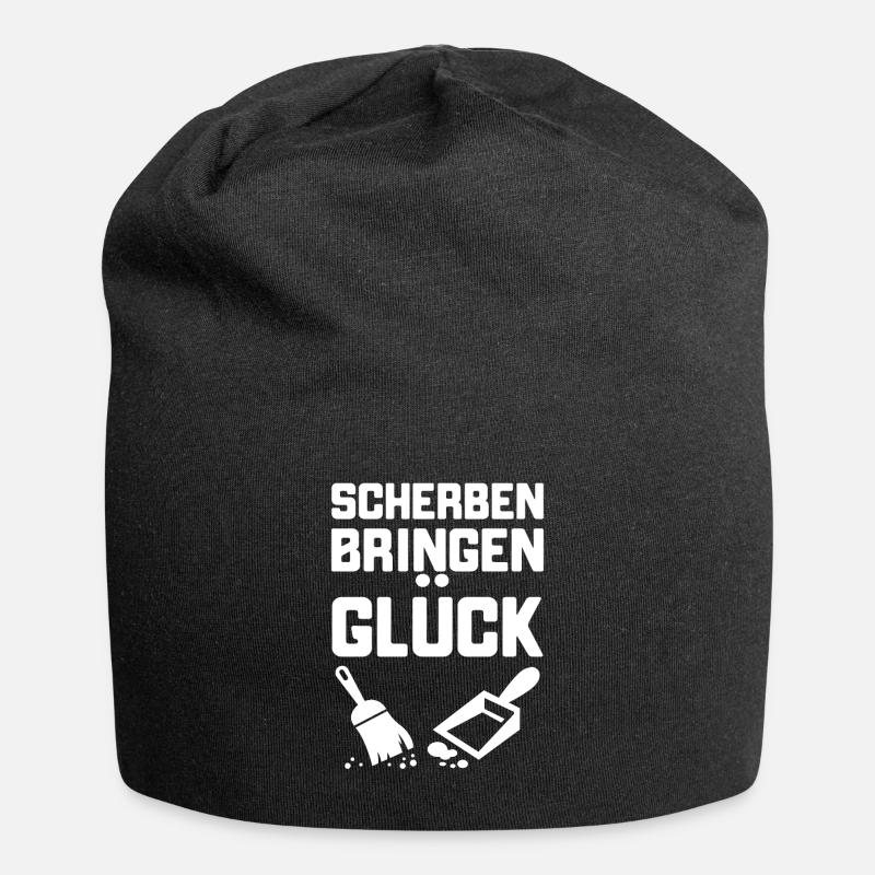 Scherben bringen Glück Ehemann Ehefrau POLTERABEND - Jersey-Beanie - Schwarz