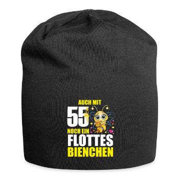 55 Geburtstag Frauen Geschenk lustig Biene Imker - Jersey-Beanie - Schwarz - Vorne