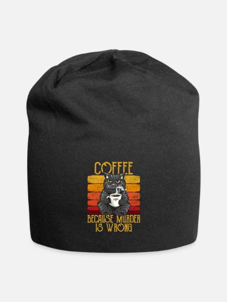 Coffee because Murder is wrong Kaffee Katze retro - Jersey-Beanie - Schwarz