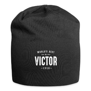Mens Best Victor Ever Funny Personalized Name - Jersey Beanie - black - Front