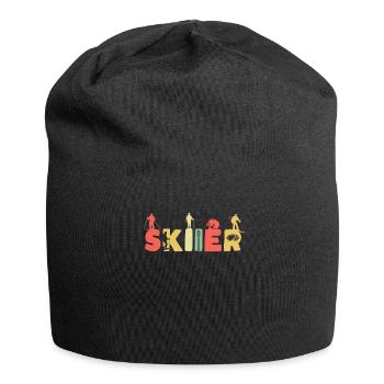 Retro Ski Skiing Vintage Skis - Jersey Beanie - black - Front