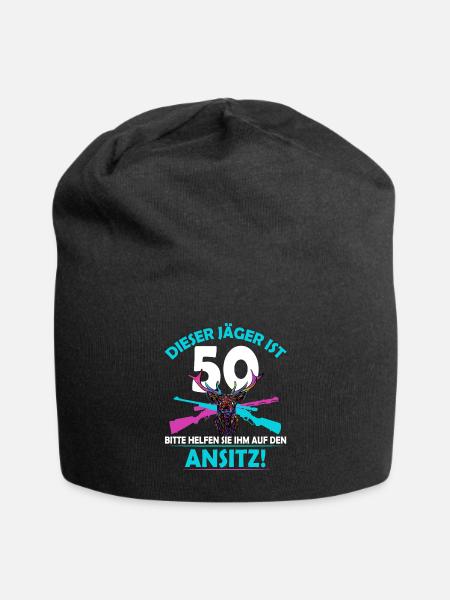 Jagdgeschenke zum 50. Geburtstag für Jäger lustig - Jersey-Beanie - Schwarz