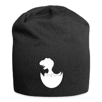 Baby dinosaur hatches from the egg - Jersey Beanie - black - Front