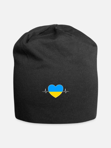 herzschlag ukraine - Jersey-Beanie - Schwarz