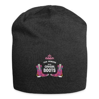 Forget Glass Slippers Princess Wears Cowboy Boots - Jersey Beanie - charcoal grey - Front