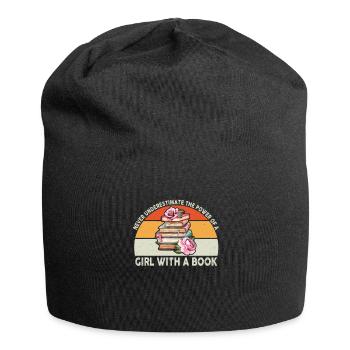 Never Underestimate The Power of A Girl With Book - Jersey-Beanie - Schwarz - Vorne