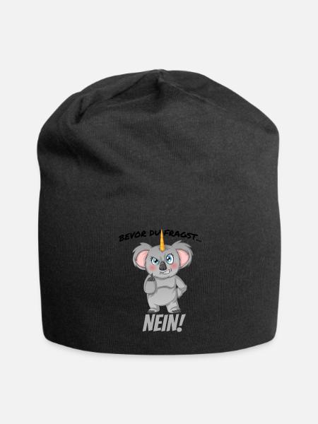 Bevor du fragst, NEIN! Freches Einhorn, Böser - Jersey-Beanie - Schwarz