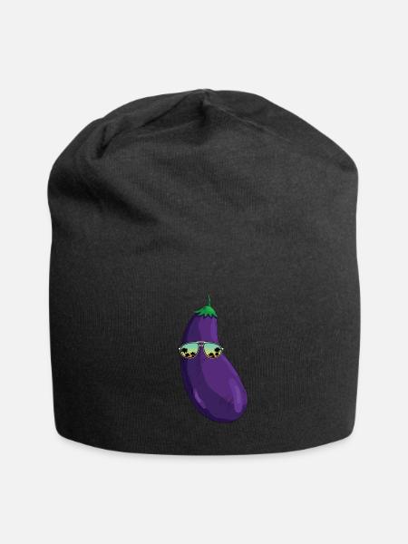 Aubergine fraîche - Bonnet en jersey - noir