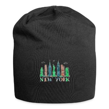New York Skyline Heartbeat Statue de la Liberté - Bonnet en jersey - noir - Devant