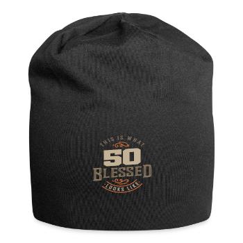 50. Geburtstag So sieht 50 Blessed aus - Jersey-Beanie - Schwarz - Vorne