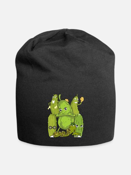 Cadeau végétarien aux légumes Gürkchen Concombre - Bonnet en jersey - noir