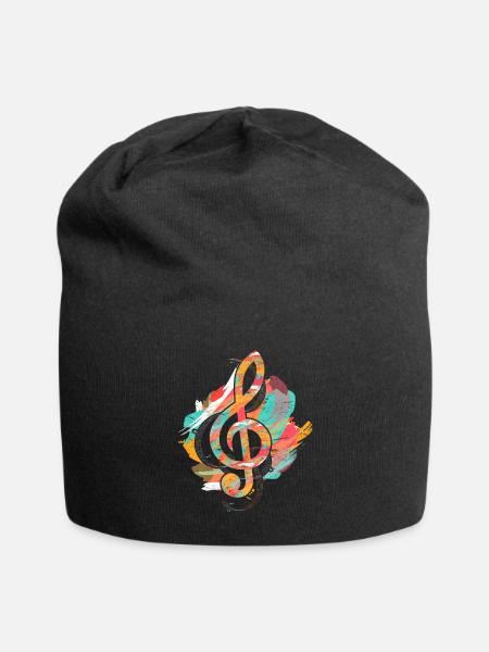 Notenschlüssel - Jersey-Beanie - Schwarz