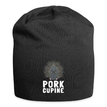 Porcupine Pig Hedgehog Rodent Hystricidae - Jersey Beanie - black - Front