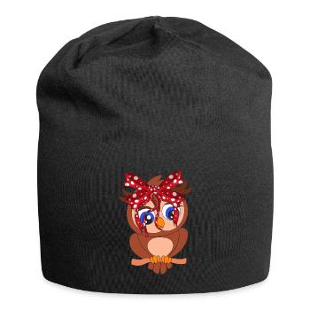 Eule - Jersey-Beanie - Schwarz - Vorne