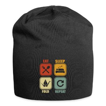 Plis en papier origami - Bonnet en jersey - noir - Devant