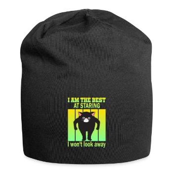 Starrende Katze - Katzen Starren - Jersey-Beanie - Schwarz - Vorne
