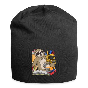 School Animal Motif Gift School Beginners Sloth - Jersey Beanie - black - Front