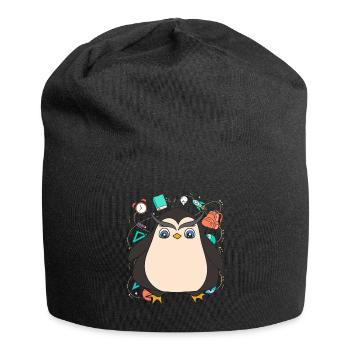 School Animal Motif Gift School Beginners Penguin - Jersey Beanie - black - Front