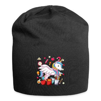 Ecole Motif Motif Ecole Ecole Débutants Licorne - Bonnet en jersey - noir - Devant